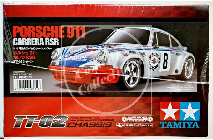 Model car kit packaging for Porsche 911 Carrera RSR by Tamiya on a white background