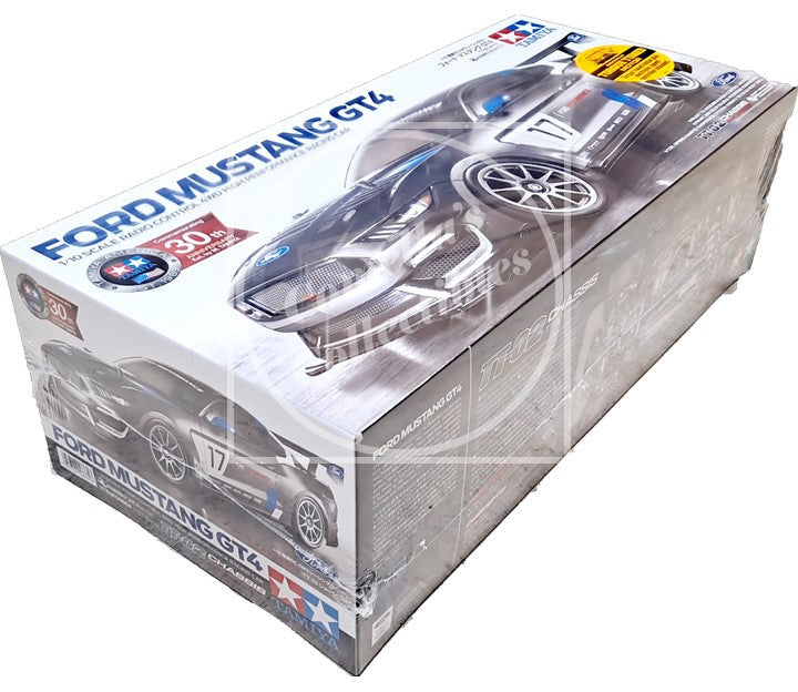 Model car kit box for Ford Mustang GT4 on a white background