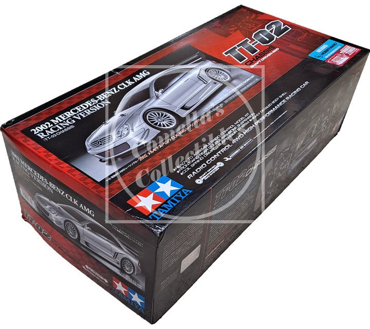 Model car packaging with Tamiya branding on a white background