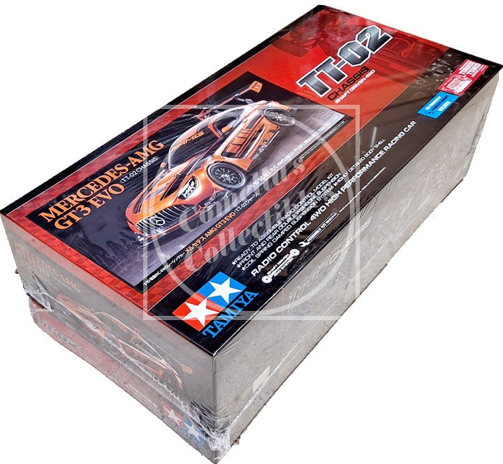 Tamiya Mercedes-AMG GT3 EVO model car kit packaging on a white background