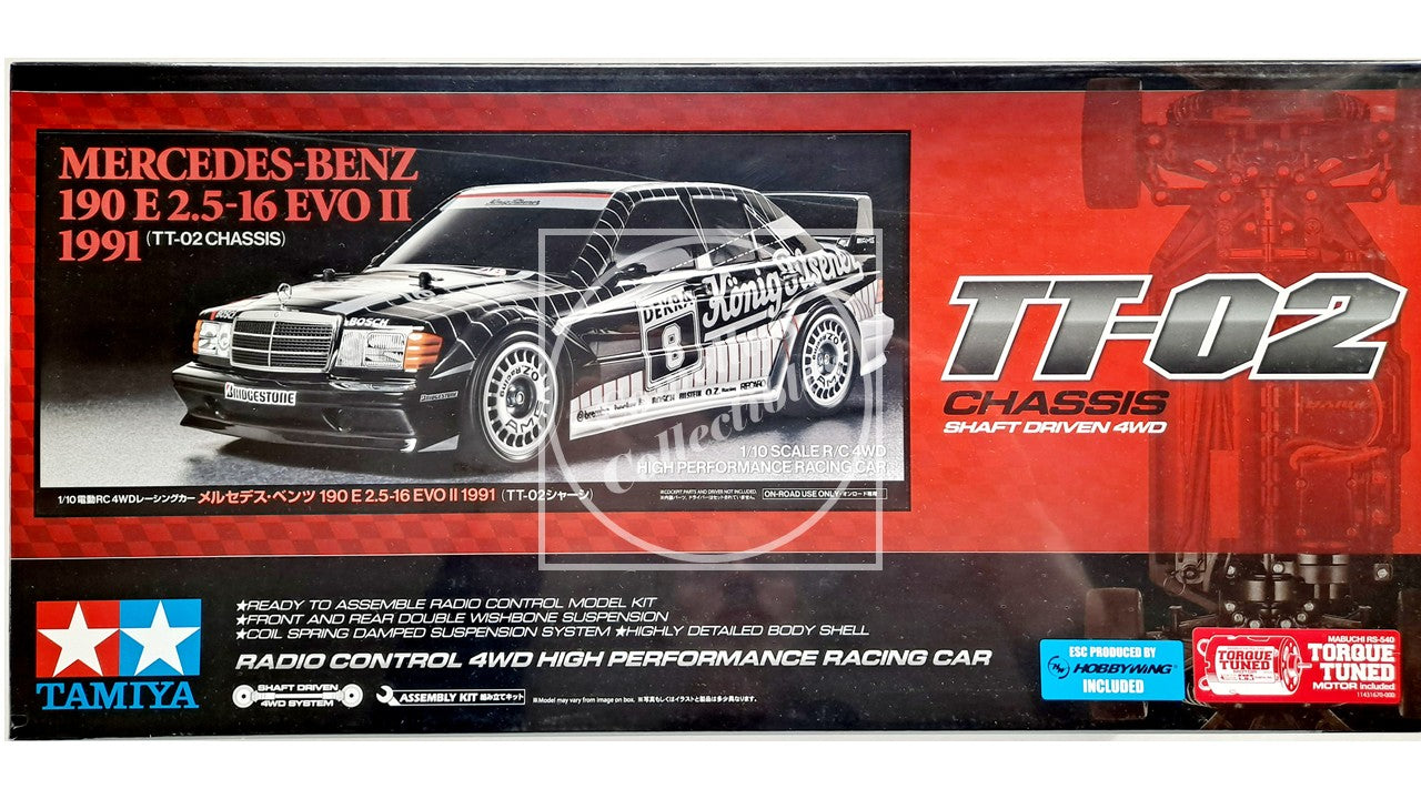 Tamiya 1/10 MB 190E 2.5-16 EVO II 1991 4WD Kit TT-02 Chassis Motor & ESC #58752