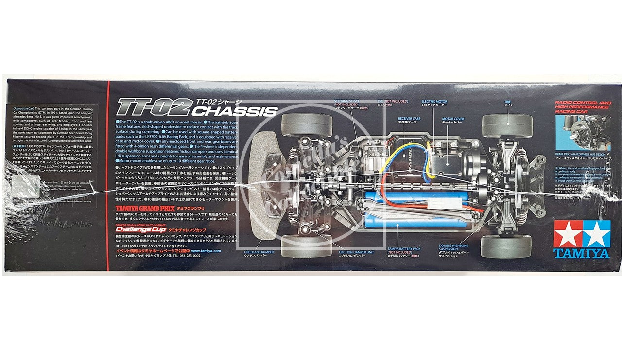 Tamiya 1/10 MB 190E 2.5-16 EVO II 1991 4WD Kit TT-02 Chassis Motor & ESC #58752