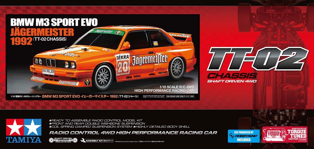 Tamiya 58760 BMW M3 Sport EVO 1992 4WD Kit TT-02 1/10 Chassis Motor & ESC