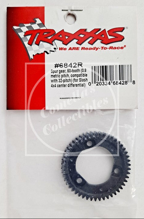 Traxxas #6842R spur gear 60-tooth 0.8 meters pitch, packaged in a clear plastic bag with a white and red header card.