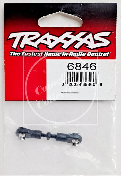 A small black metal radio control part in clear plastic packaging with a red and black Traxxas header card. The Traxxas logo is clearly visible at the top, and the part number 6846 is printed on a white label area.