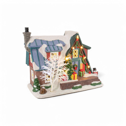 FG Square Country Log Cabin Christmas Village SKU# M-C3005