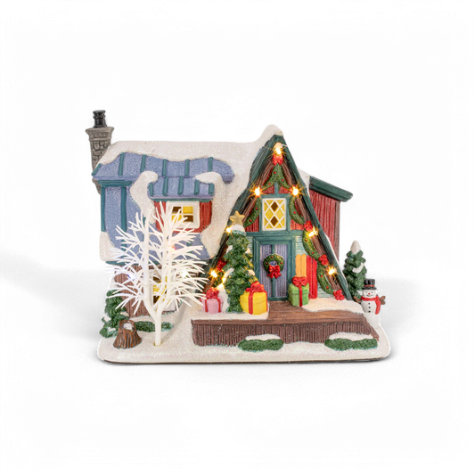 FG Square Country Log Cabin Christmas Village SKU# M-C3005