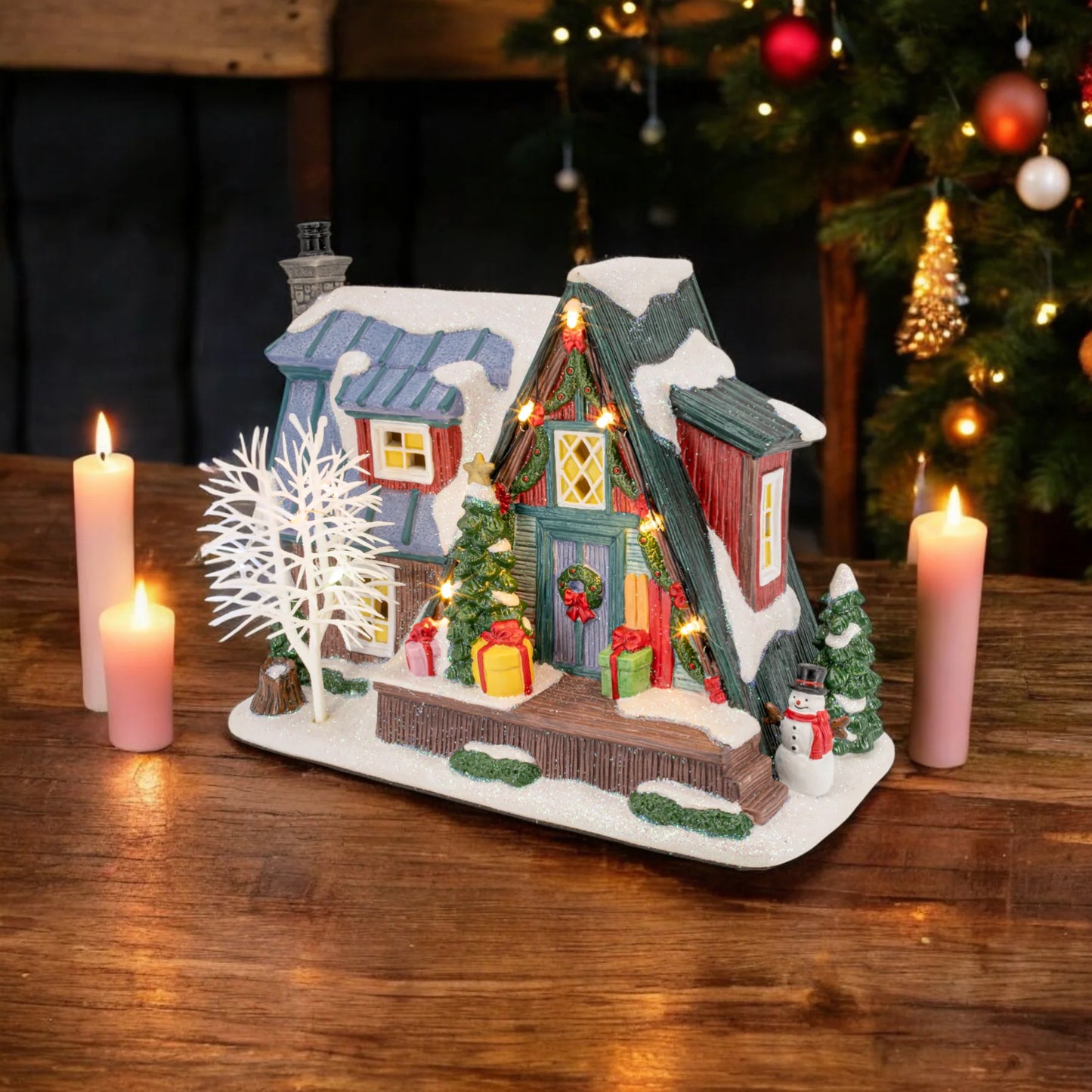 FG Square Country Log Cabin Christmas Village SKU# M-C3005