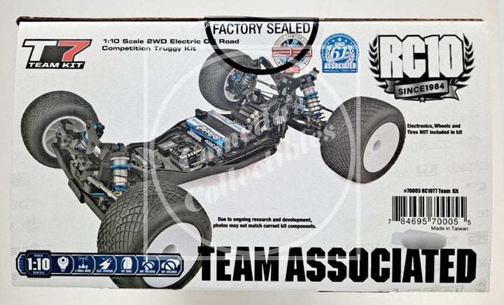 Boxed Team Associated RC10 model kit with detailed graphics and branding.