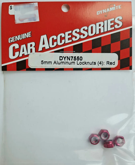 Dynamite Red 5mm Aluminum Locknuts (4 pcs) DYN7550