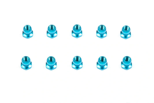 Tamiya Hop-Up 5mm Aluminum Short Ball Nut (Blue) (10 pcs) #53869