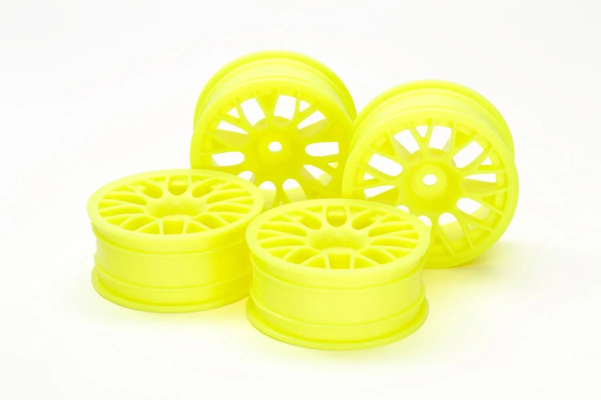 Tamiya Hop-Up Med-Narrow Mesh Wheels (24mm Width, Offset +2) Yellow 4 pcs #54850