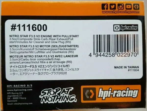 HPI Nitro Star F3.5 V2 Engine Slide Carb Pull Start Air Cleaner Plug (R5) 111600