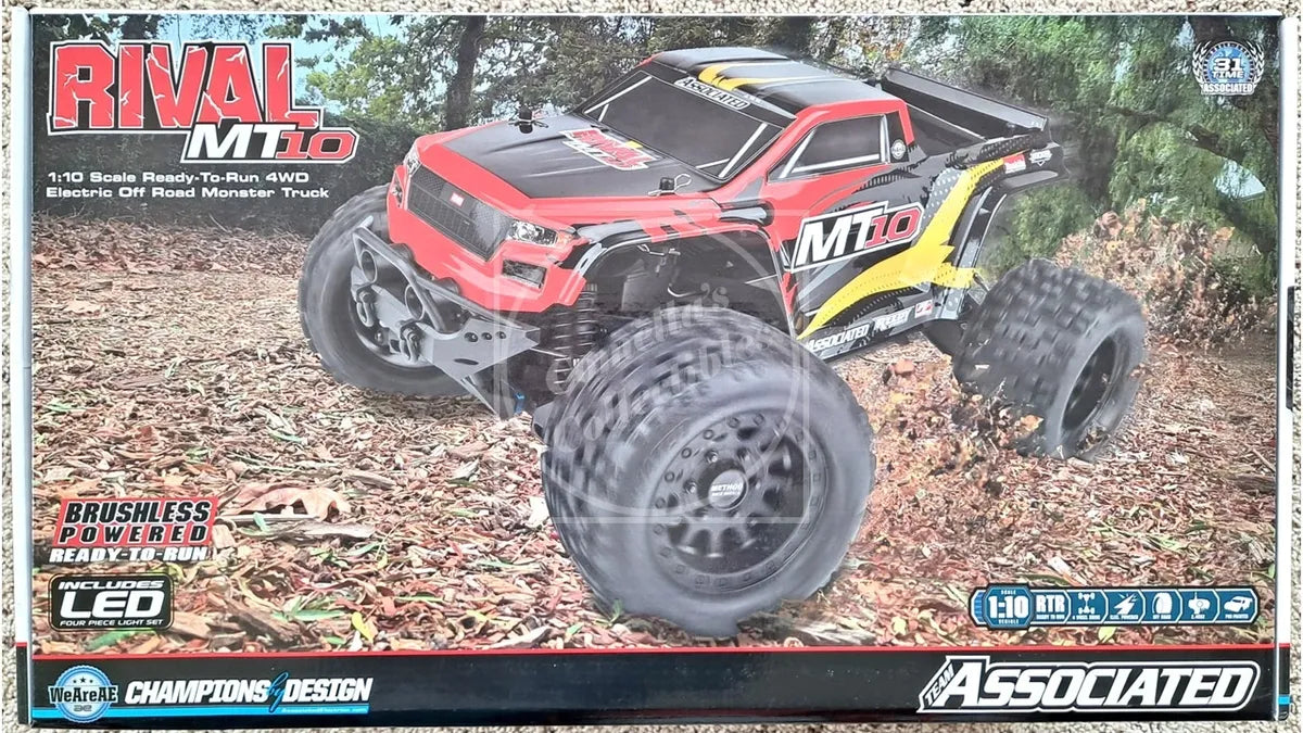 Team Associated RIVAL MT10 1/10 RTR Brushless 4WD Monster Truck V2, Red #20518