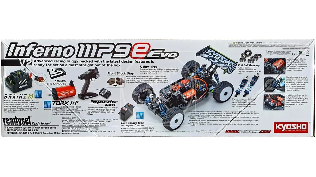 Kyosho Inferno MP9e Evo V2 RTR 1/8 Brushless Racing Buggy 2.4GHz 34111