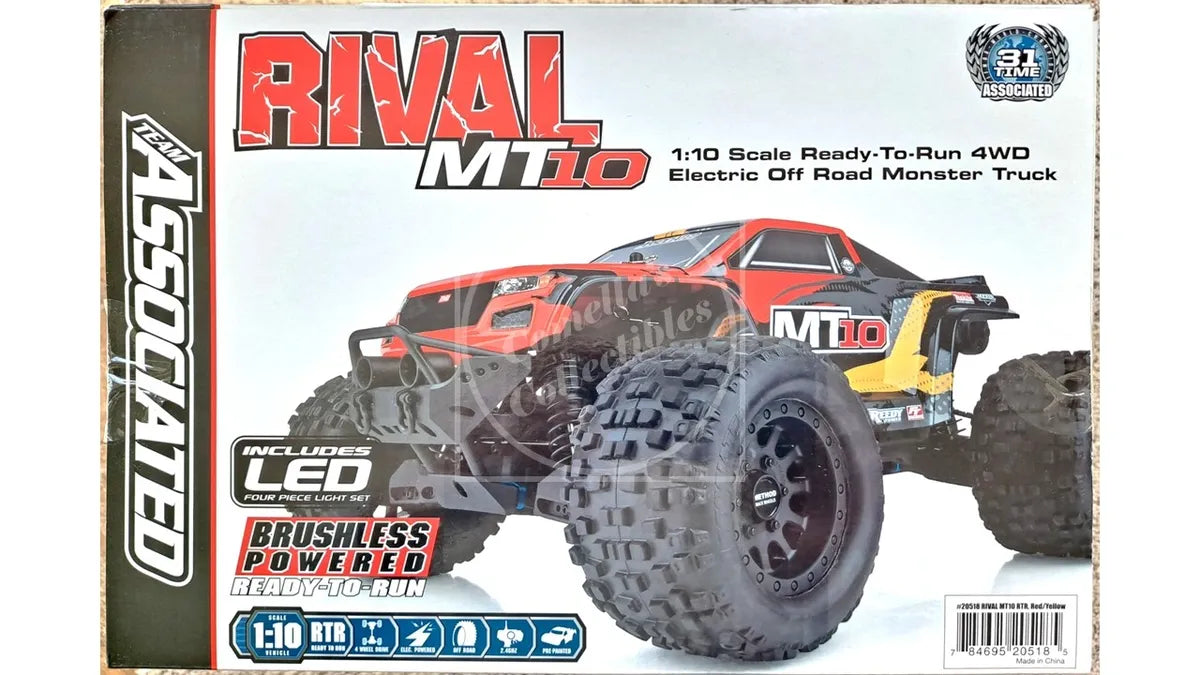 Team Associated RIVAL MT10 1/10 RTR Brushless 4WD Monster Truck V2, Red #20518