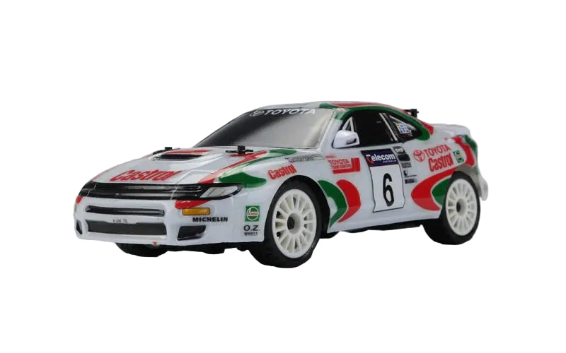 Model car with racing livery on a white background