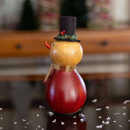 Hand-Crafted Snowman Gourd - Joel Miniature - Seasonal Decor