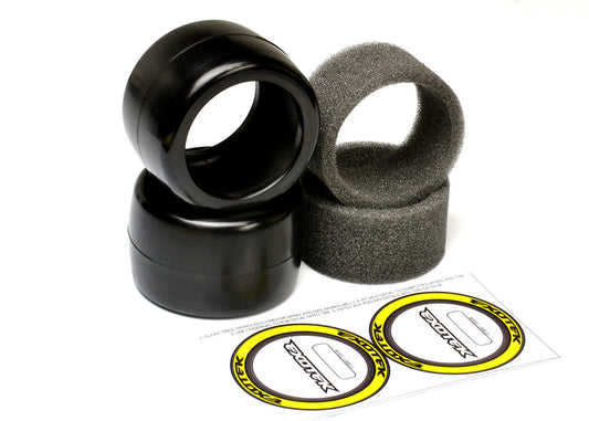 Exotek 1/10 F1 Rubber Rear Tires and Foam Inserts 36X Yellow Medium (1 Pr) #2118