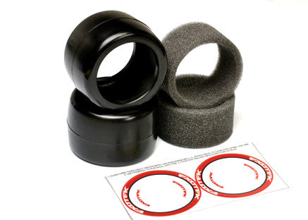 Exotek 1/10 F1 Rubber Rear Tires and Foam Inserts 33X Red-Soft (1 Pr) #2119