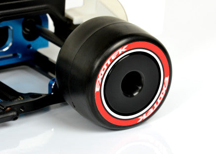 Exotek 1/10 F1 Rubber Rear Tires & Foam Inserts 28X Dbl-Red-Super-Soft (1 Pr) #2133