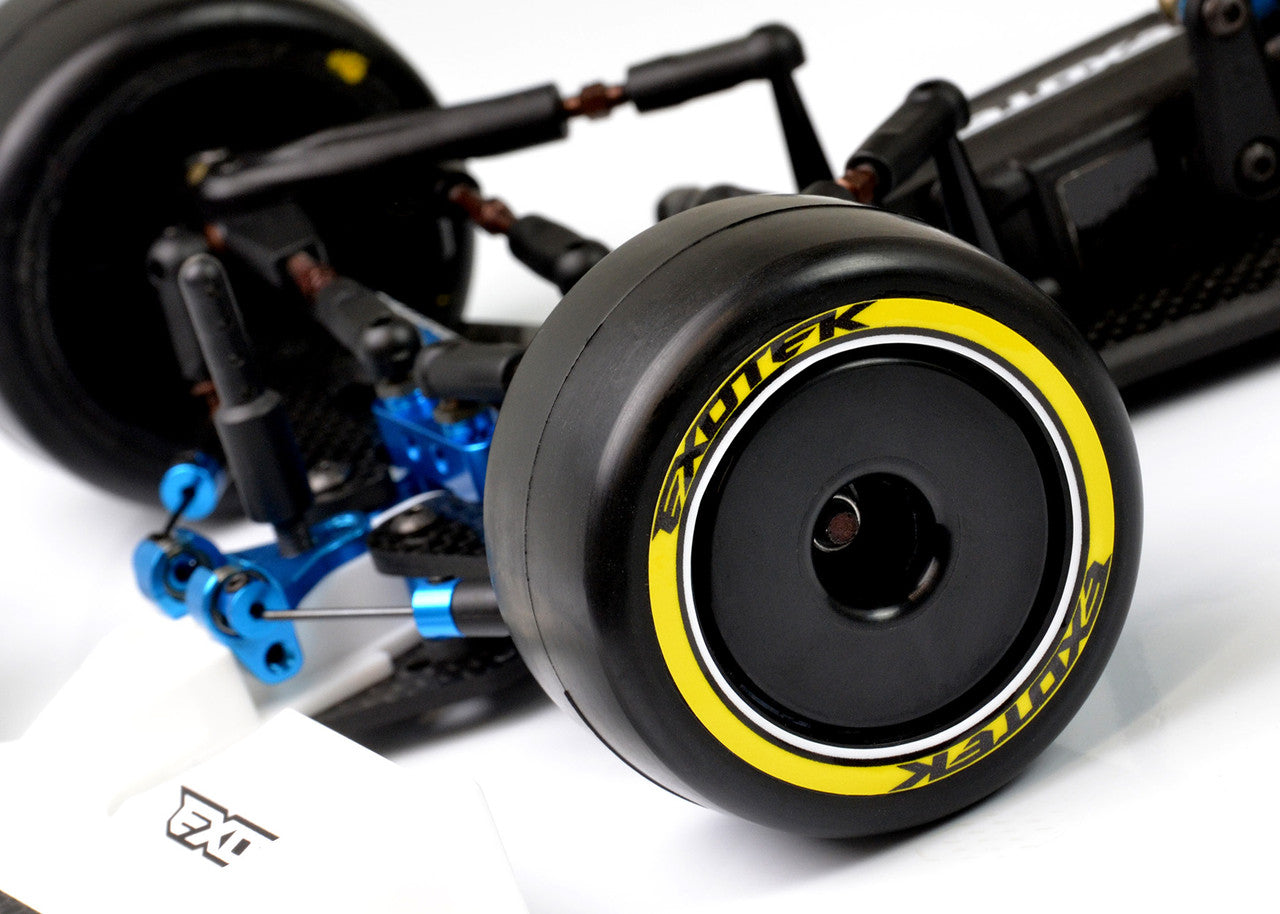 Exotek 1/10 F1 Rubber Front Tires and Foam Inserts 40X Yellow-Firm (1 Pr) #2193