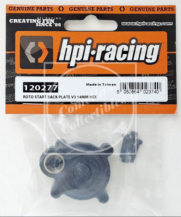 HPI Racing parts packaging with a black component inside