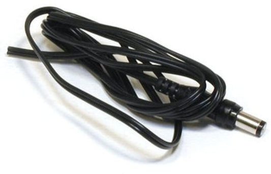 A coiled black cable with a cylindrical metal connector on one end, photographed on a plain white background.