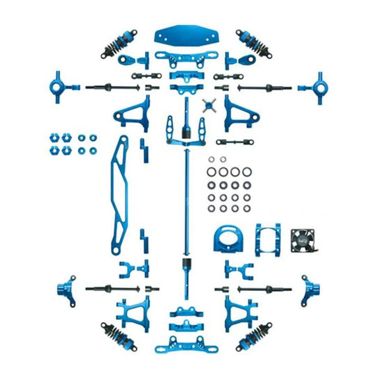 Powerhobby Aluminum Upgrade Kit (Blue) for Tamiya TT-02 Chassis PHTT0201BL