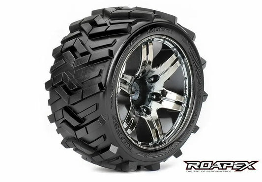 Roapex Morph 1/10 ST Tires, Chrome-Black Wheels, 1/2 Offset 12mm Hex (1 pair)