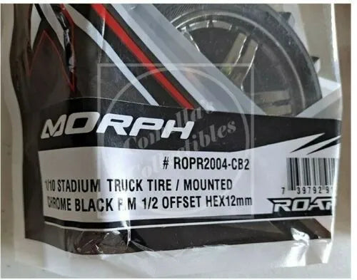 Roapex Morph 1/10 ST Tires, Chrome-Black Wheels, 1/2 Offset 12mm Hex (1 pair)