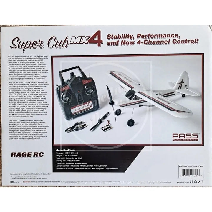 Rage RC Super Cub MX4 Micro EP RTF Airplane w/ Pilot Assist PASS RGRA1114