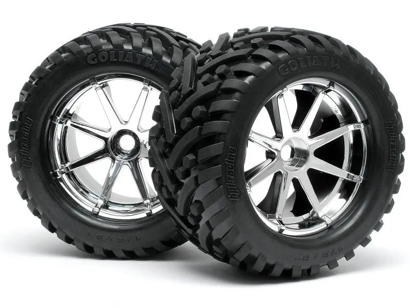 HPI Racing Mounted Goliath Tire & Blast Chrome Wheel (1 pr) 4727
