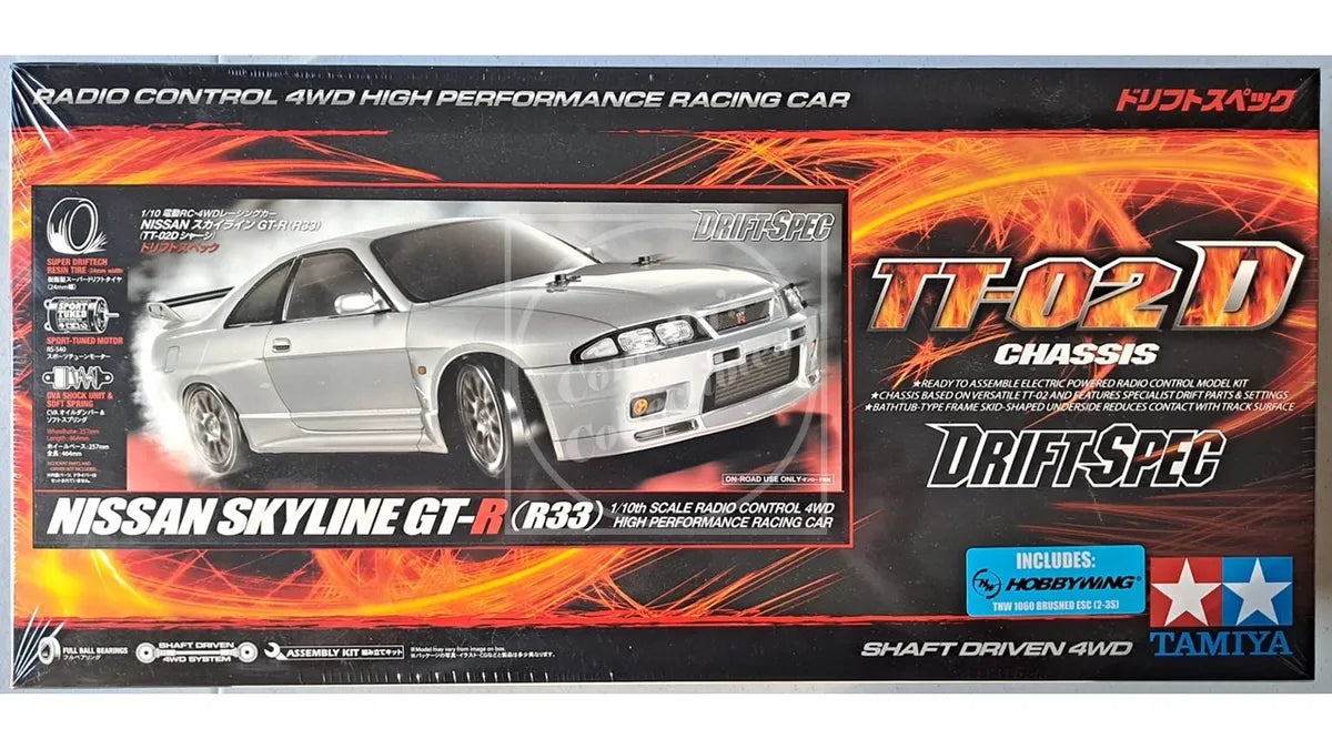 Tamiya RC 1/10 Nissan GT-R (R33) 4WD Drift Spec Kit TT-02D Chassis #58604-60A