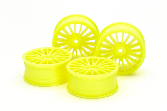 Tamiya Hop-Up Med-Narrow 18-Spoke Wheels 24mm Wide, Offset 0 Yellow 4 pcs 54852