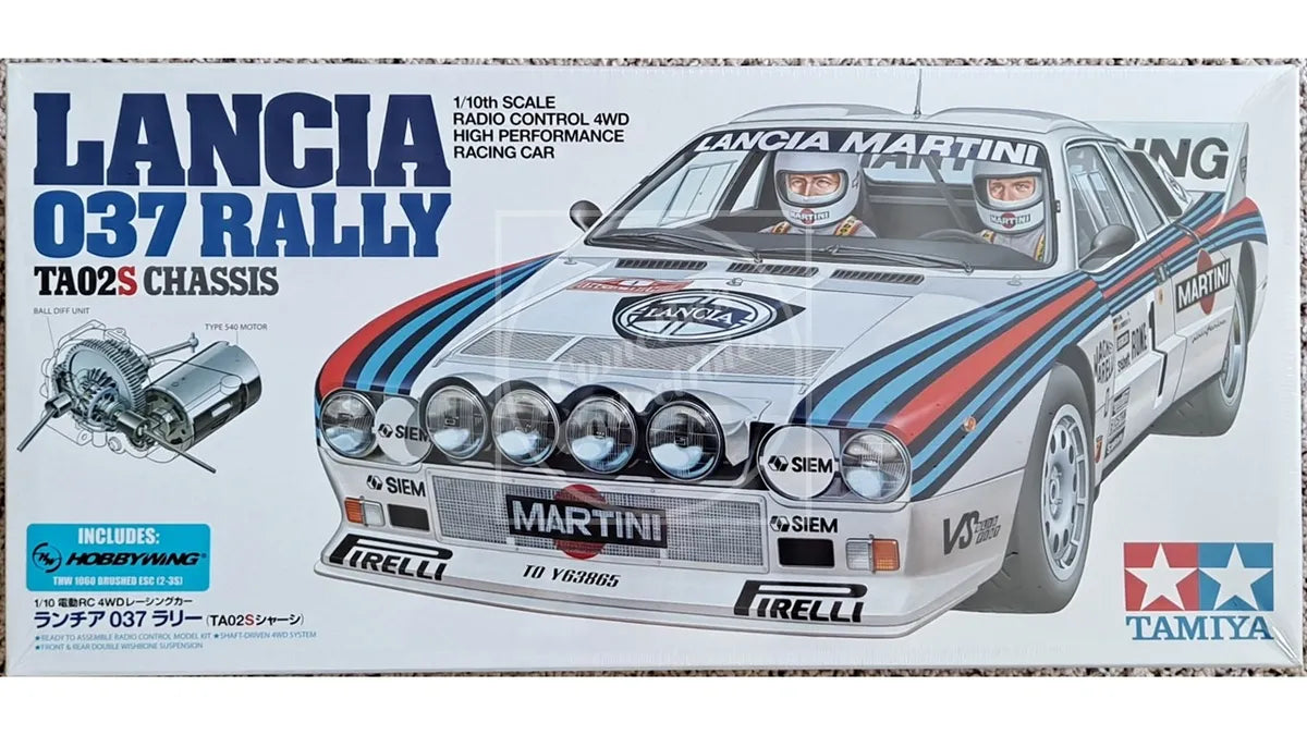 Tamiya RC 1/10 Lancia 037 Rally 4WD Kit TA02S Chassis w/ Motor & ESC #58654-60A