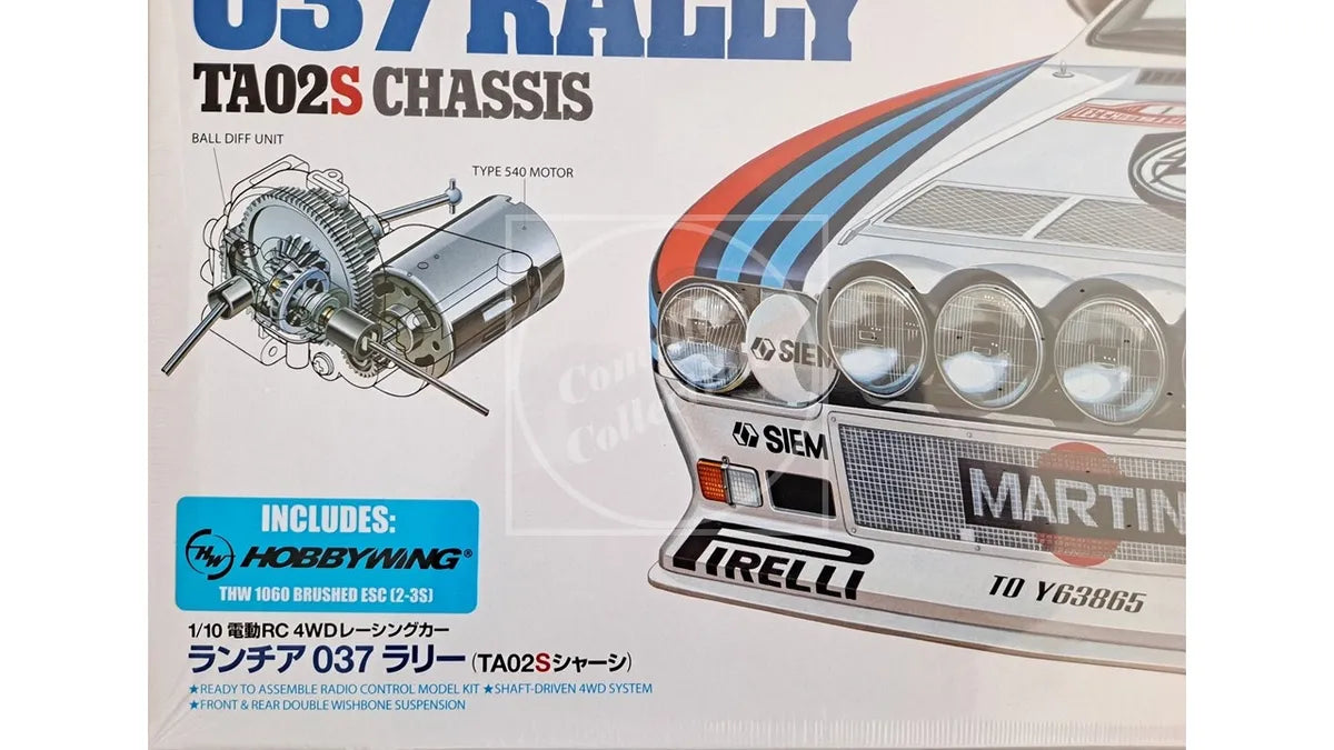 Tamiya RC 1/10 Lancia 037 Rally 4WD Kit TA02S Chassis w/ Motor & ESC #58654-60A