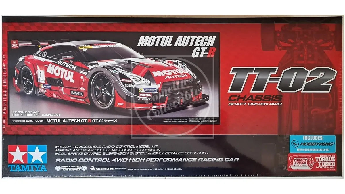 Tamiya 1/10 Nissan GT-R 4WD Race Car Kit TT-02 Chassis w/ Motor & ESC #58625-60A