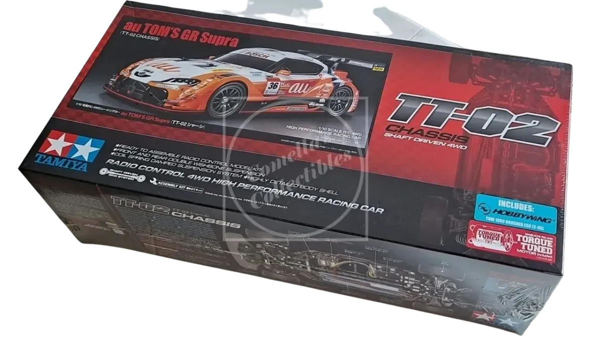 Tamiya 1/10 au Tom's GR Supra 4WD Kit TT-02 Chassis Motor & ESC #58703-60A