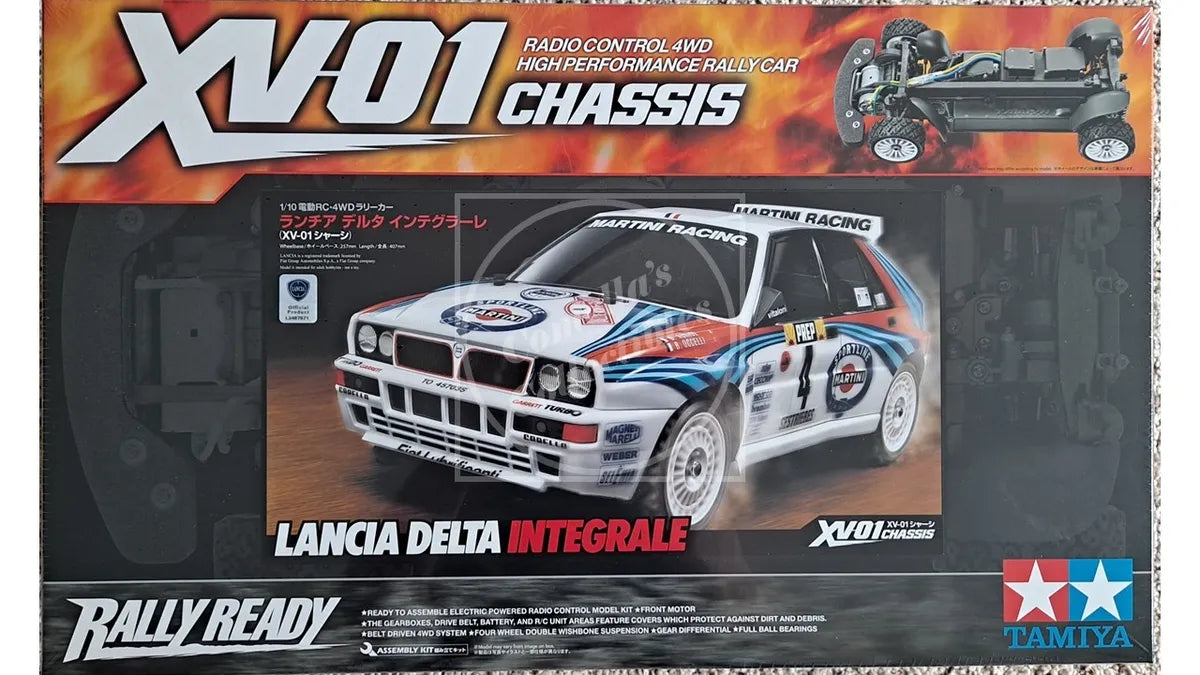 Tamiya RC 1/10 Lancia Delta Integrale 4WD Kit XV01 Chassis with Motor #58569