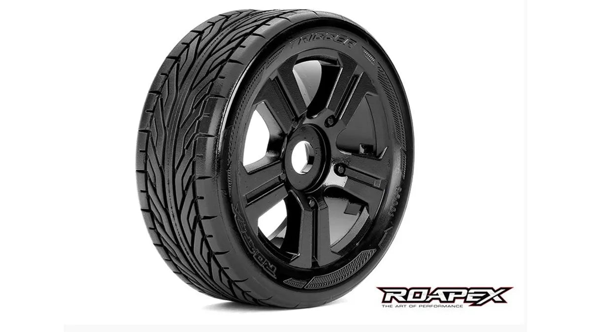 Roapex Trigger 1/8 Buggy Tires/Wheels (Black), 17mm Hex (1 pair)