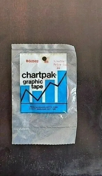 New Old Stock Chartpak Graphic Tape (7025) BG2502 Red 1/4” x 324”