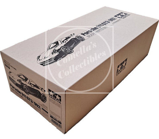 Cardboard box with model car illustrations and 'Cornella's Collectibles' branding on a white background.