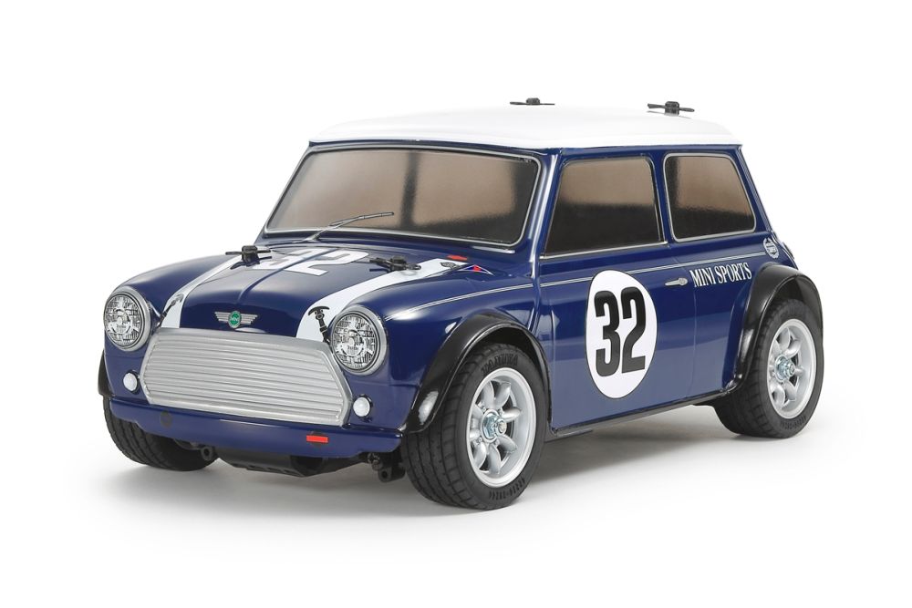 Blue race car with number 32 on a white background
