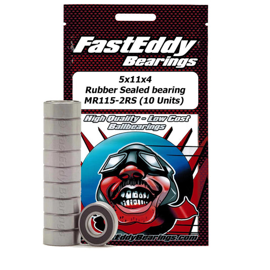 Fast Eddy 5x11x4mm Rubber Sealed Ball Bearing (10 pcs) MR115-2RS